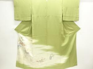 寿光織　平安人物模様織り出し一つ紋色留袖